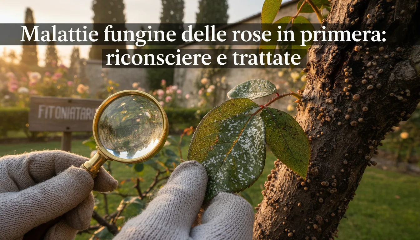 Diagnosi fitosanitaria su roseto con controllo foglie e riconoscimento patogeni fungini