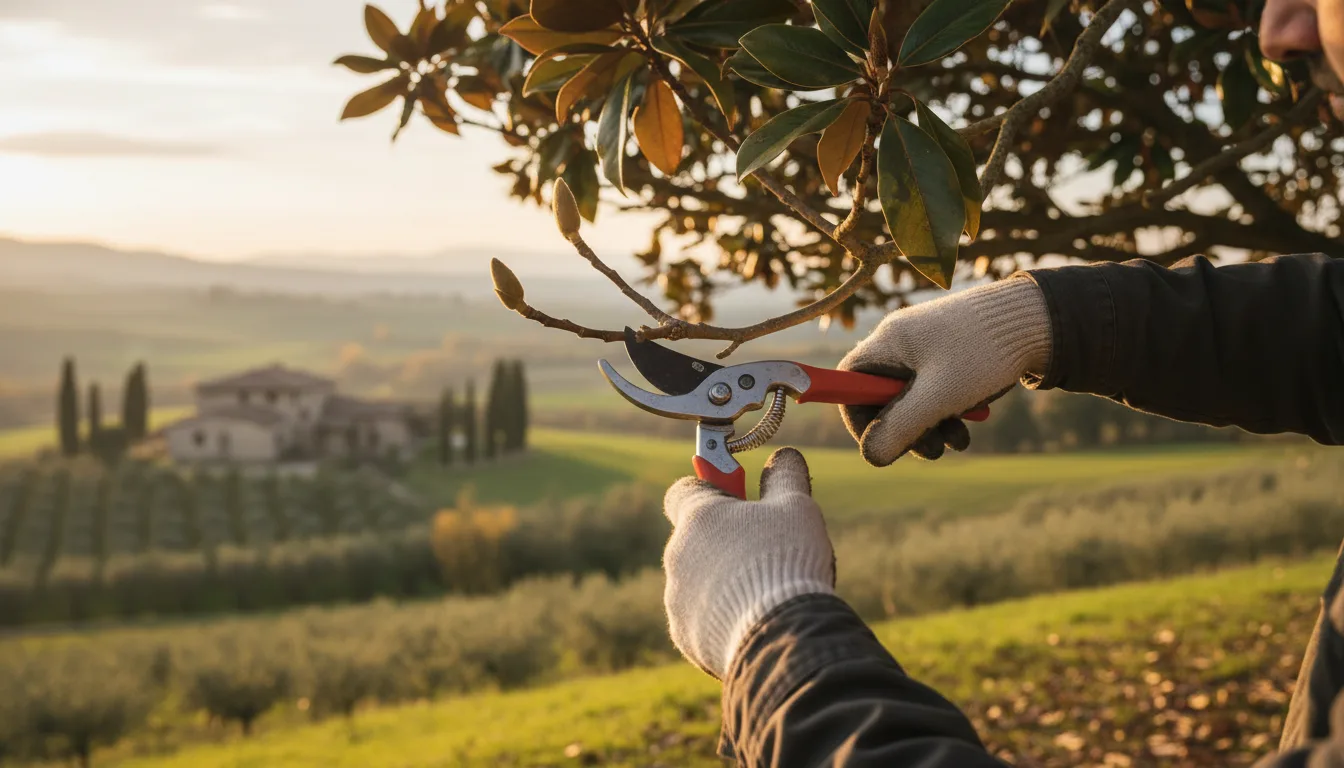 Potatura manuale professionale con cesoie di precisione