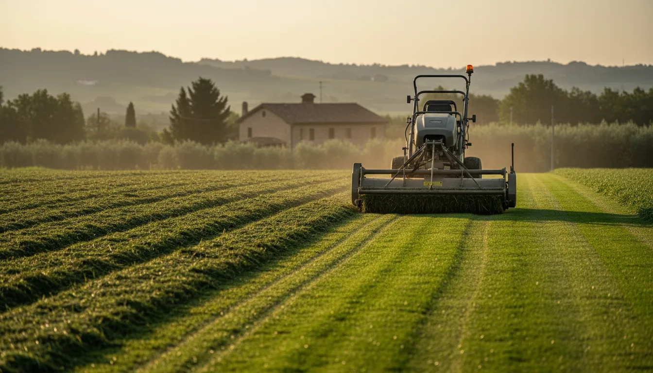 Carotatura del prato con macchina professionale per rigenerazione terreno