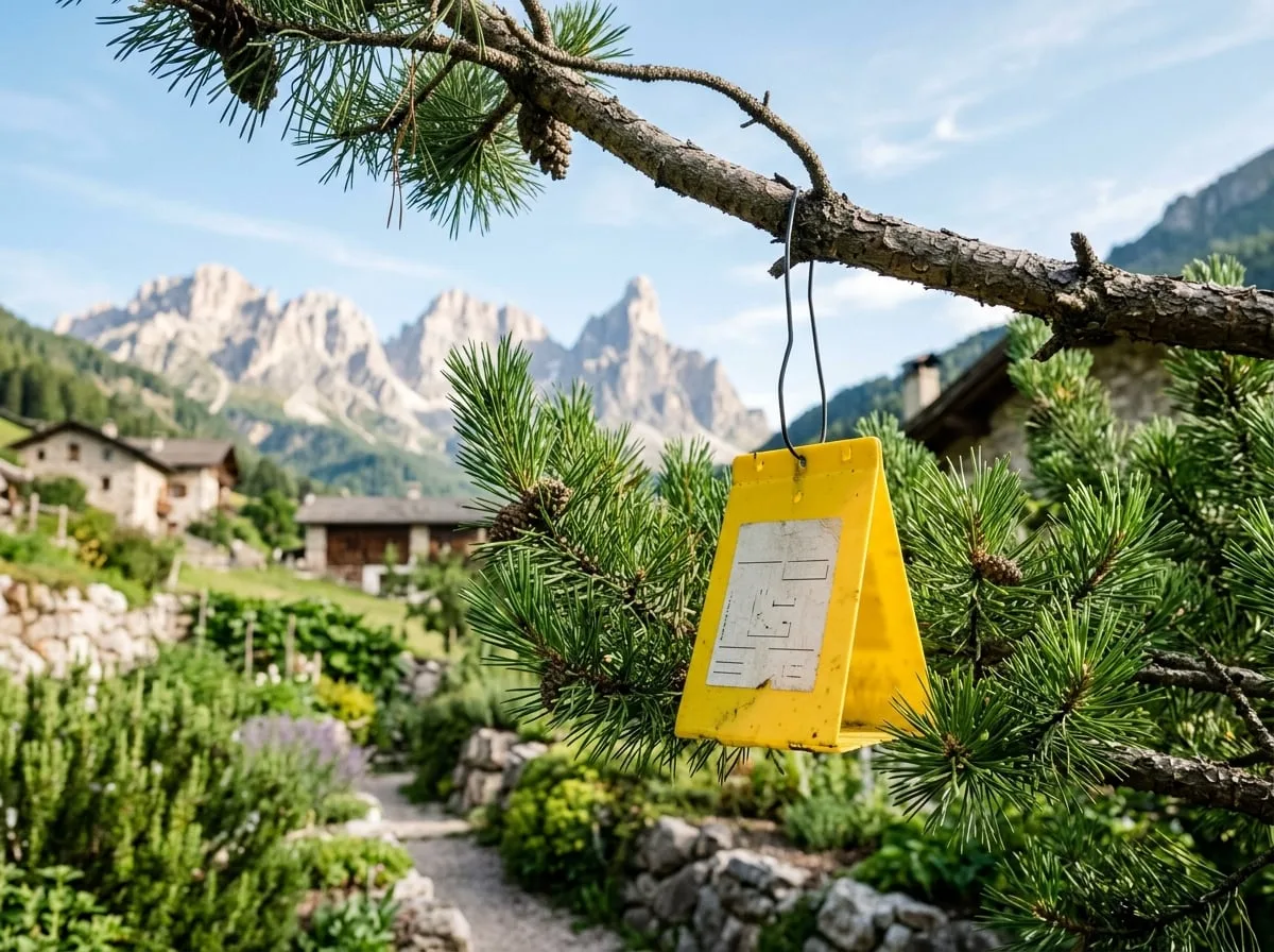 Trappola a feromoni per monitoraggio processionaria su pino