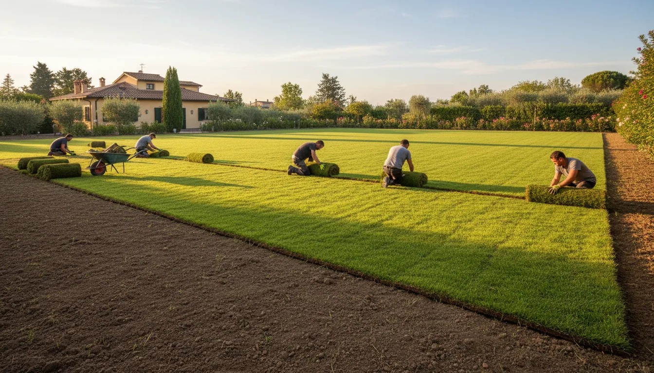 Posa professionale tappeto erboso in rotoli